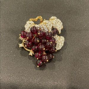 Vintage Nolan Mille  Gold and Purple Grape Brooch